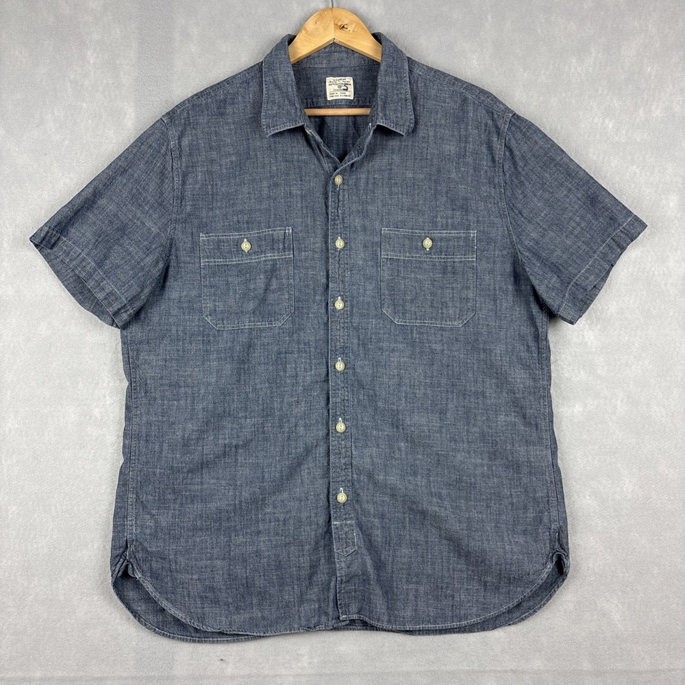 J.Crew Chambray Shirt Men’s XL Blue Short Sleeve Button Down Casual Beach Summer